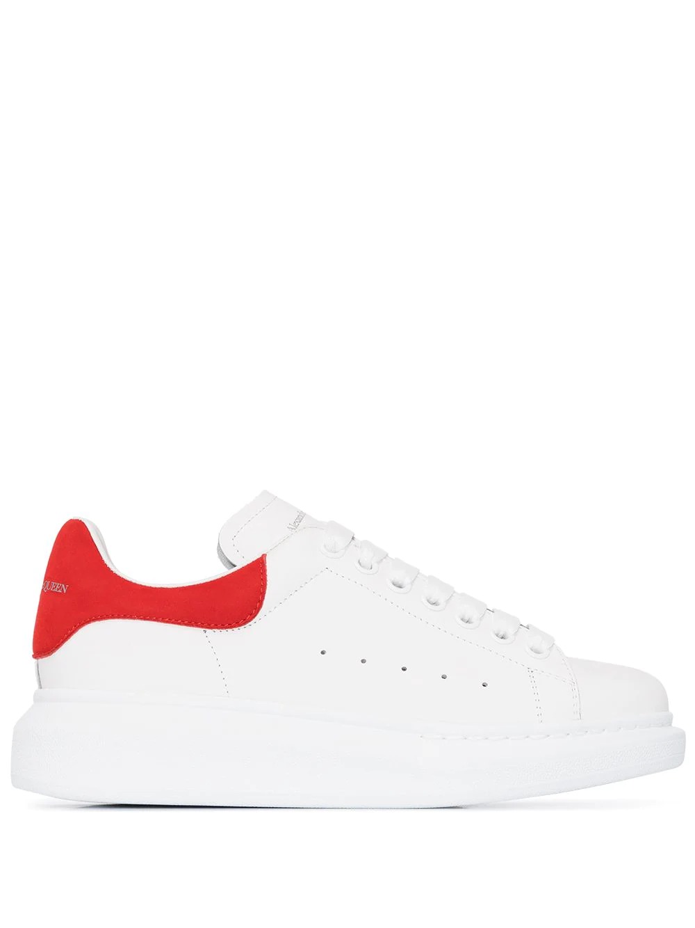 White Oversize Sneakers With Red Suede Spoiler